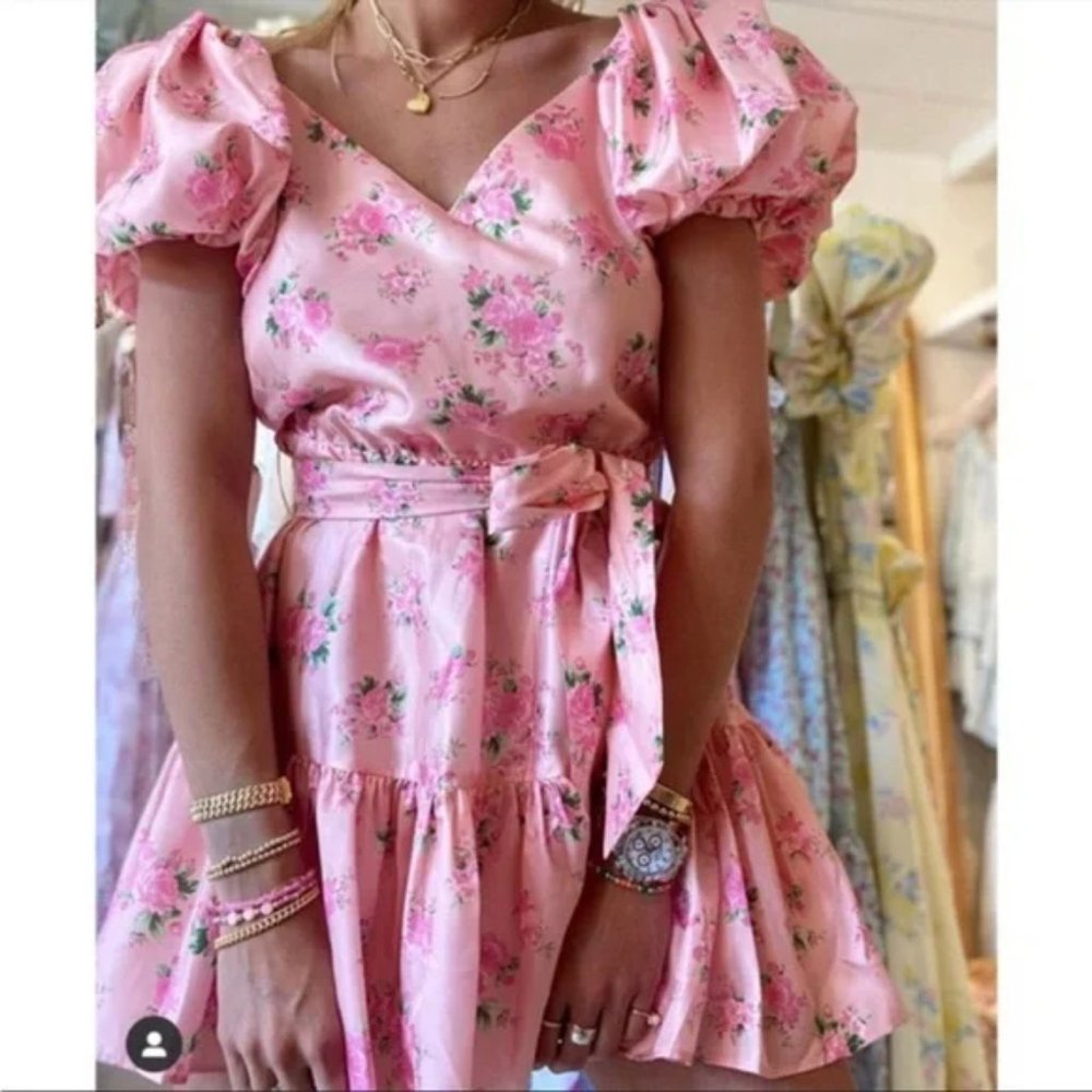 LoveShackFancy x Target Cecile Dress Pink Mini Ruffles Dress sz 8